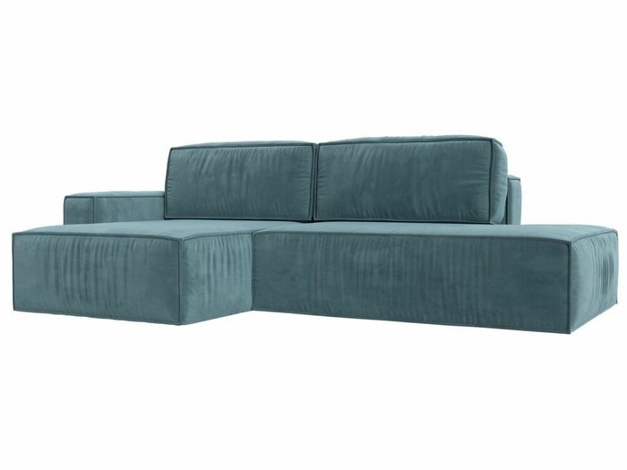 Угловой диван-кровать Прага модерн бирюзового цвета левый угол