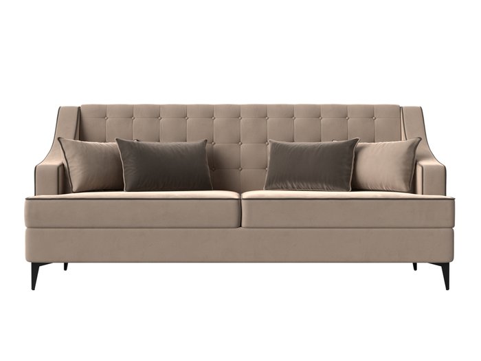 Прямой диван Марк бежевого цвета с коричневым кантом - купить Прямые диваны по цене 46999.0