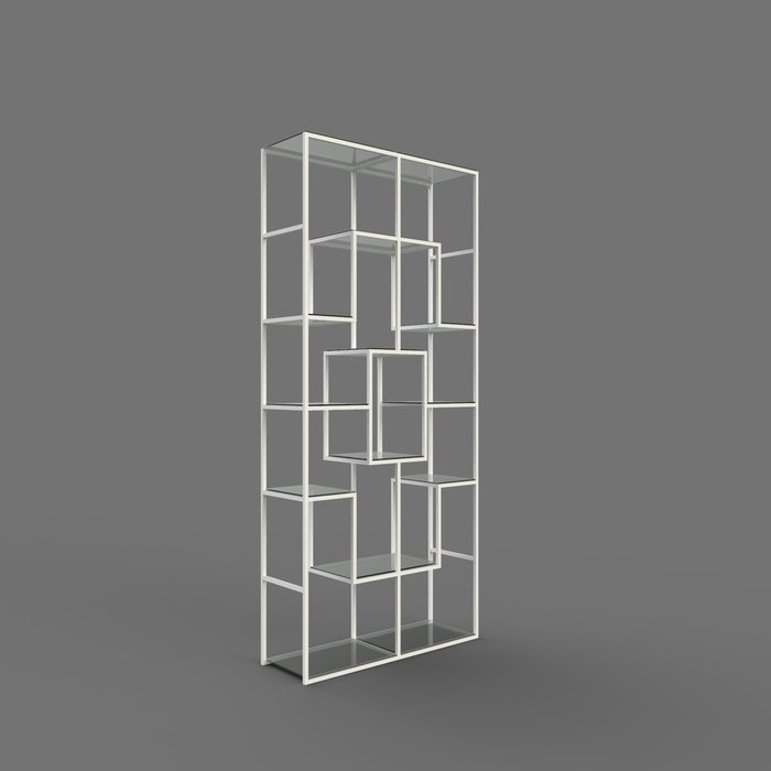 Стеллаж "Martin" белый с прозрачным стеклом (2000х900х300)