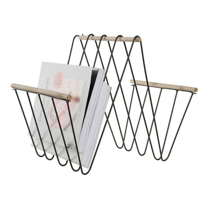 Полка для журналов 41 x 31 x 36 cm Чёрный Железо Деревянный MDF - купить Газетницы по цене 2989.0