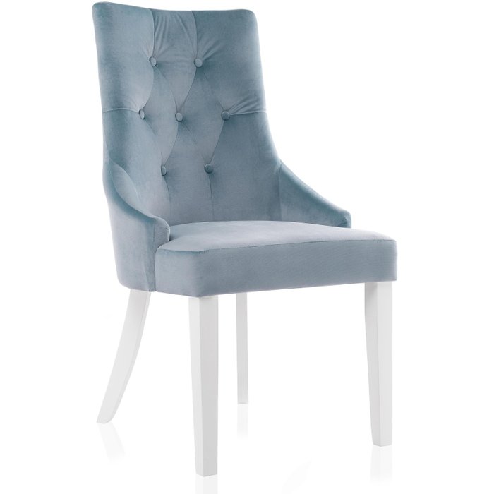 Стул Elegance с ножками из массива гевеи и обивкой из голубого велюра Стул Elegance с ножками из массива гевеи и обивкой из голубого велюра