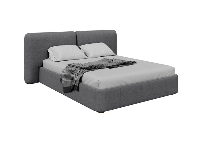 Кровать Hub Soft 160х200 серого цвета с подъемным механизмом