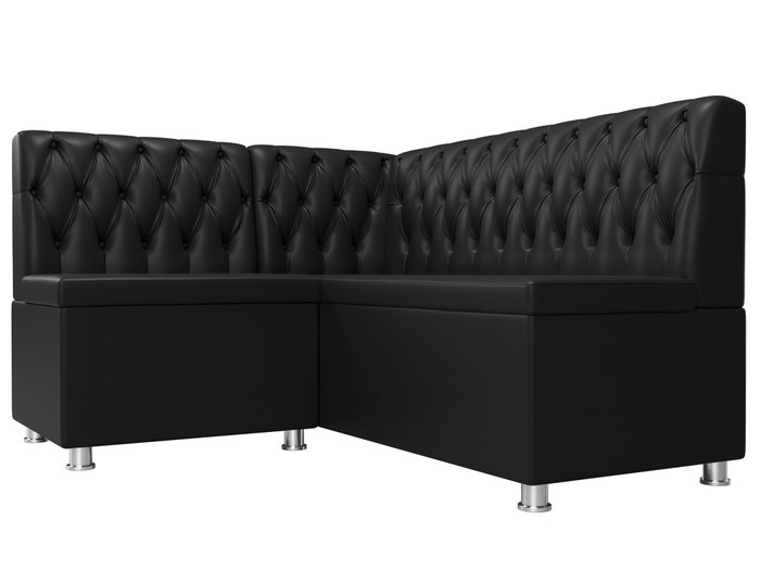 Кухонный угловой диван Мирта черного цвета (экокожа) левый угол - лучшие Угловые диваны в INMYROOM