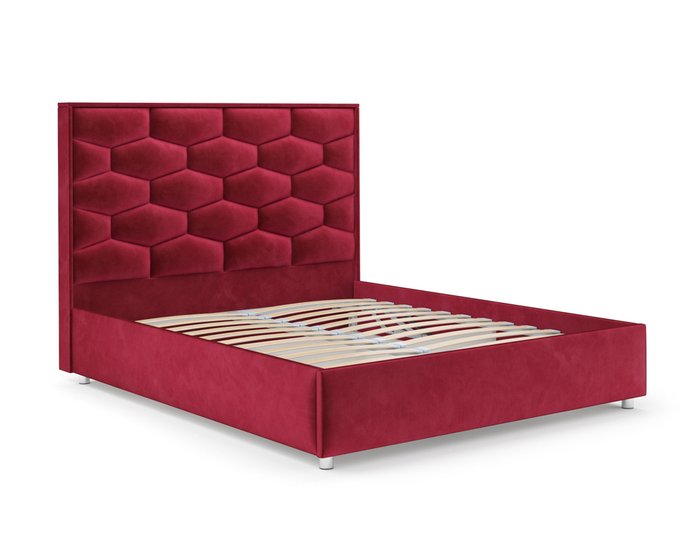 Кровать Рица 140х190 красного цвета с подъемным механизмом (вельвет) - лучшие Кровати для спальни в INMYROOM