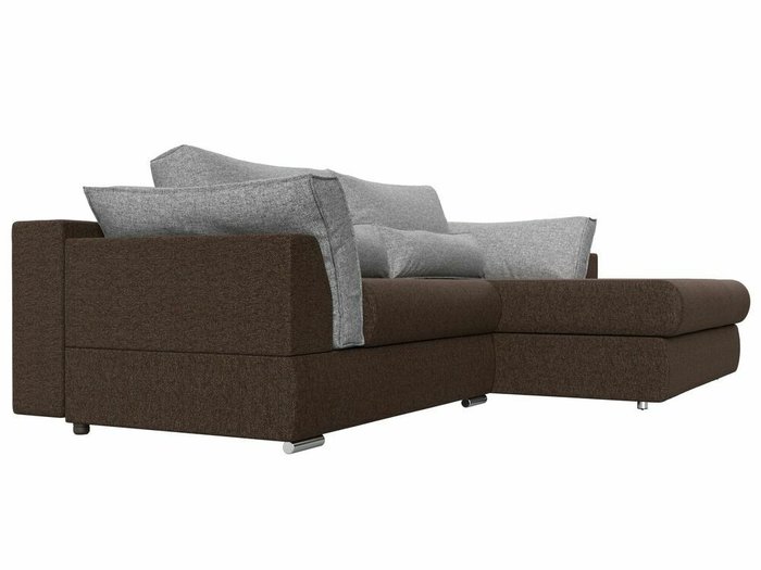 Угловой диван-кровать Пекин серо-коричневого цвета угол правый - лучшие Угловые диваны в INMYROOM