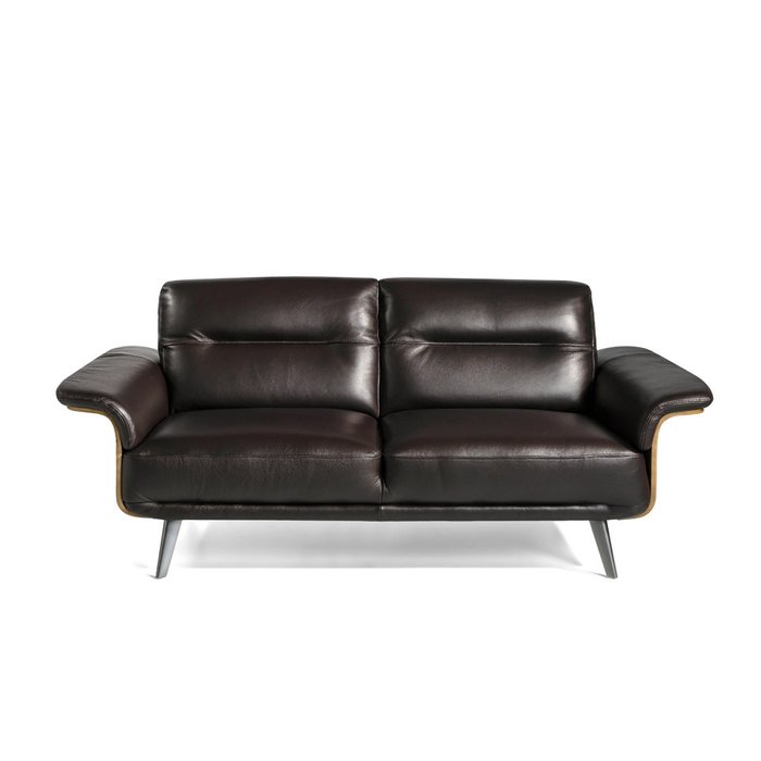 Трехместный кожаный диван черного цвета - купить Прямые диваны по цене 3790990.0