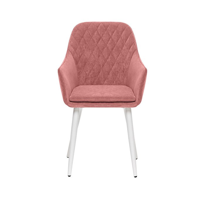 Стул с подлокотниками Слим персикового цвета с белыми ножками - купить Обеденные стулья по цене 10280.0