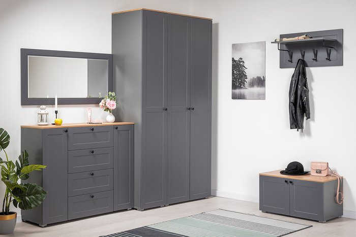 Тумба для обуви Остин серого цвета - лучшие Тумбы для обуви с сидением в INMYROOM Тумба для обуви Остин серого цвета - лучшие Тумбы для обуви с сидением в INMYROOM