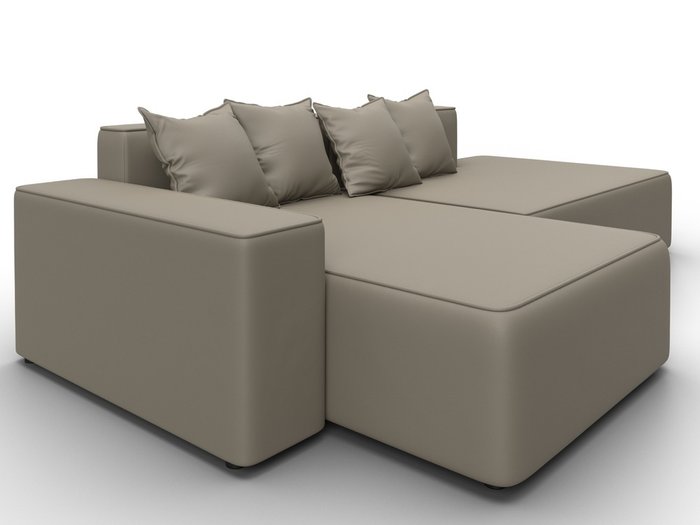 Угловой диван-кровать Лига-079 бежевого цвета левый (экокожа) - лучшие Угловые диваны в INMYROOM