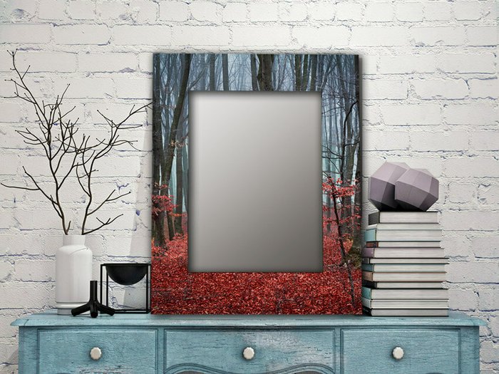 Настенное зеркало Сказочный лес 50х65 красного цвета - лучшие Настенные зеркала в INMYROOM