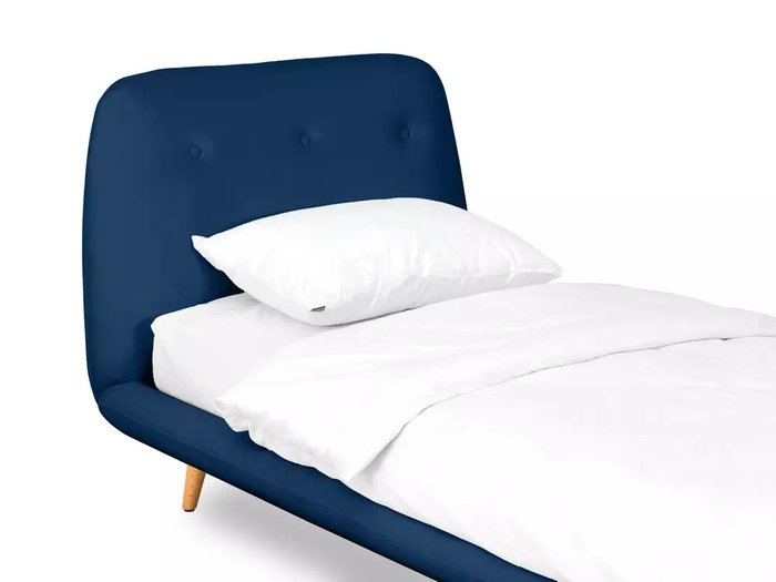 Кровать Loa 90х200 темно-синего цвета без подъемного механизма - лучшие Кровати для спальни в INMYROOM