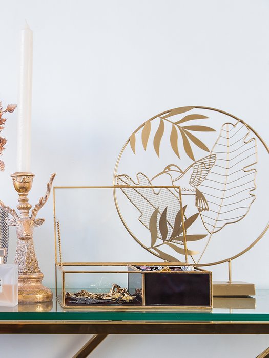 Декоративная композиция Экзотика золотого цвета - купить Фигуры и статуэтки по цене 1422.0