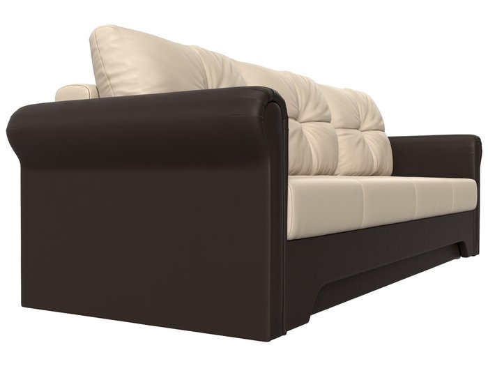 Прямой диван-кровать Европа бежево-коричневого цвета (экокожа) - лучшие Прямые диваны в INMYROOM