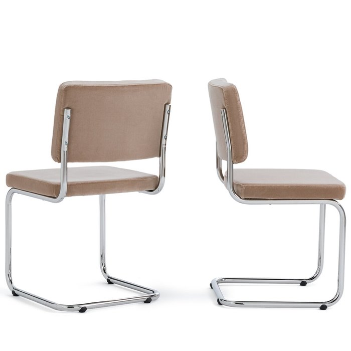 Комплект стульев из велюра на металлокаркасе Sarva бежевого цвета - купить Обеденные стулья по цене 45430.0
