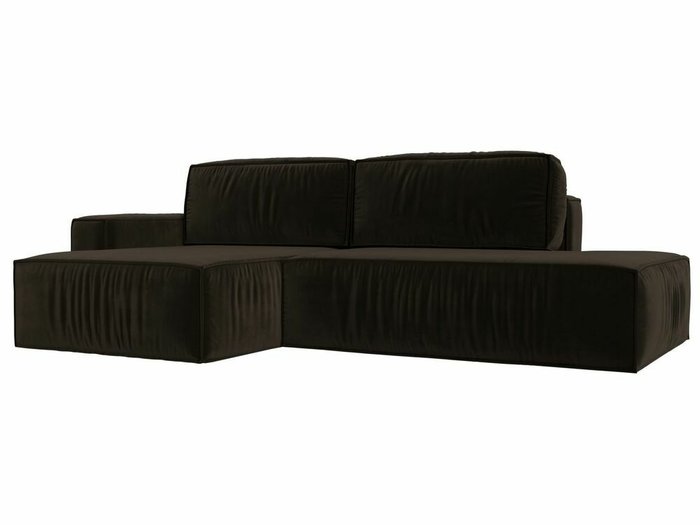 Угловой диван-кровать Прага модерн коричневого цвета левый угол