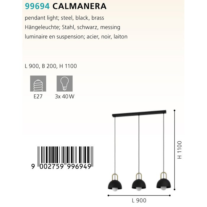 Подвесная люстра Calmanera черного цвета - лучшие Подвесные люстры в INMYROOM