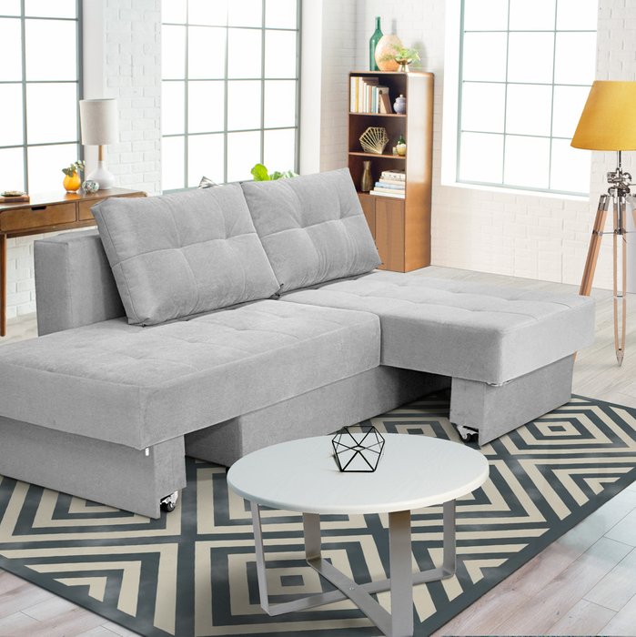 Угловой диван-трансформер Джокер серого цвета - лучшие Угловые диваны в INMYROOM