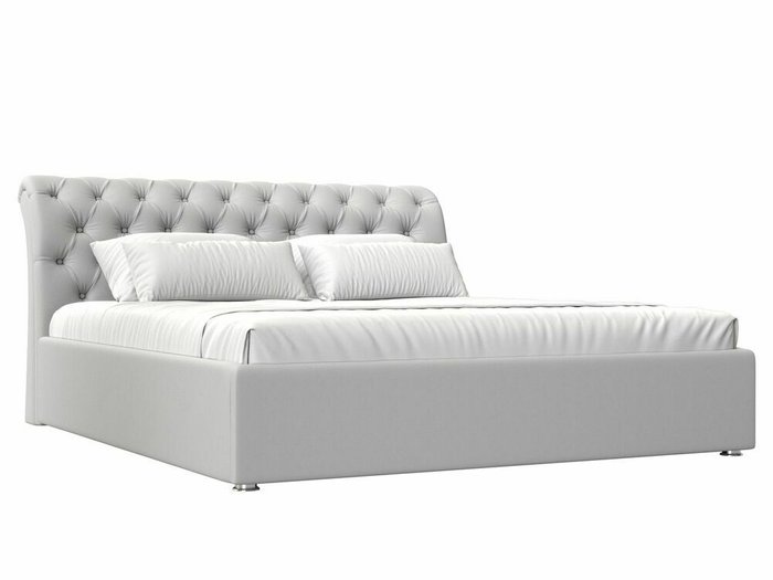 Кровать Сицилия 200х200 белого цвета с подъемным механизмом (экокожа)