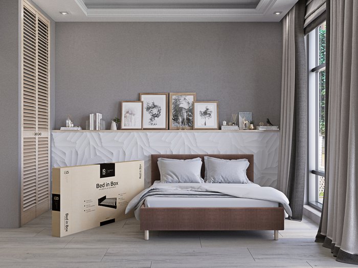 Кровать Bed in Box 140х200 светло-бежевого цвета - купить Кровати для спальни по цене 22765.0