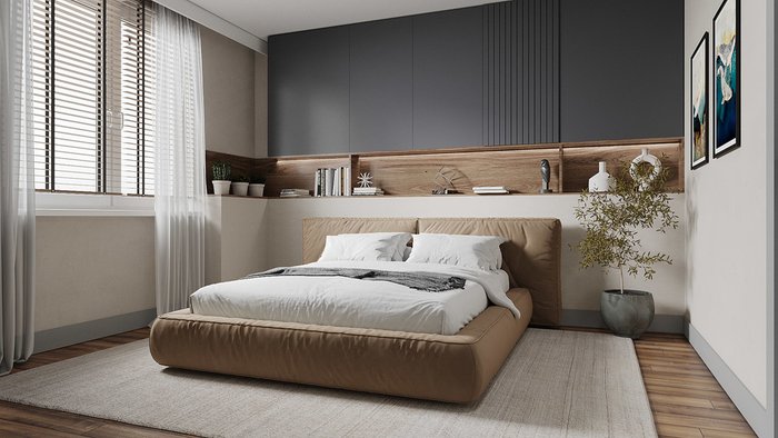 Кровать Латона-3 180х200 светло-коричневого цвета - лучшие Кровати для спальни в INMYROOM