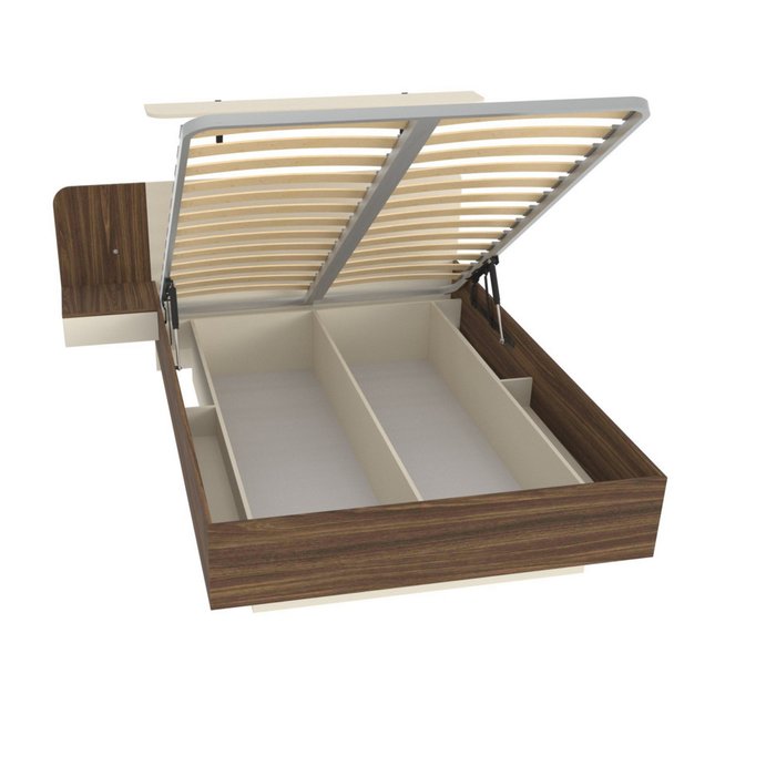 Кровать Астра 120х200 коричнево-бежевого цвета с подъемным механизмом и одним ящиком - купить Кровати для спальни по цене 43930 Кровать Астра 120х200 коричнево-бежевого цвета с подъемным механизмом и одним ящиком - купить Кровати для спальни по цене 43930