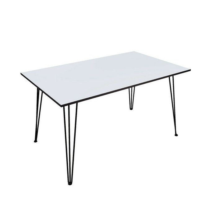 Обеденный стол 110 М белого цвета с серой кромкой