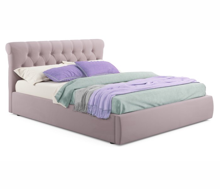 Кровать Ameli 180х200 с подъемным механизмом бледно-розового цвета