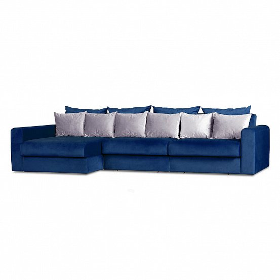 Угловой диван-кровать Мэдисон Лувр синего цвета большой