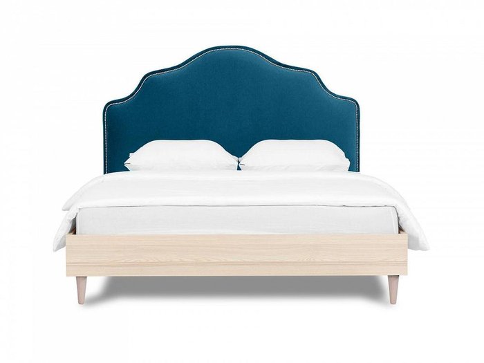 Кровать Queen II Victoria 160х200 с изголовьем темно-синего цвета 