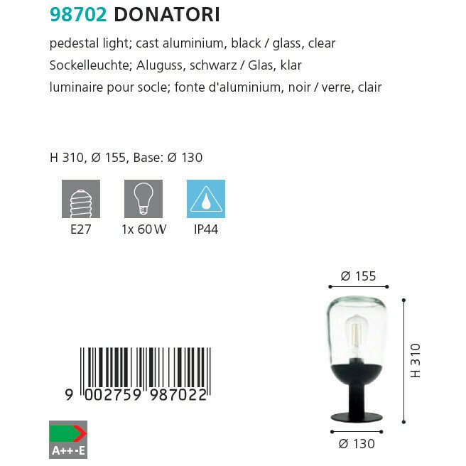 Наземный светильник Donatori черного цвета - купить Наземные светильники по цене 6390.0