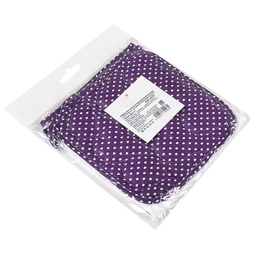 Набор для кухни 2 предмета (полотенце 35х60 с окантовкой, прихватка 18х18), 100% хлопок, 'Горошек (фиолетовый)' - лучшие Аксессуары для кухни в INMYROOM