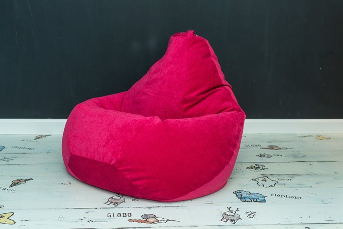 Кресло-мешок Груша в обивке из микровельвета малинового цвета  - купить Бескаркасная мебель по цене 5490.0