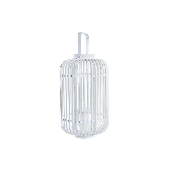 Фонарь DKD Home Decor Стеклянный Белый Бамбук (28 x 28 x 47 cm)