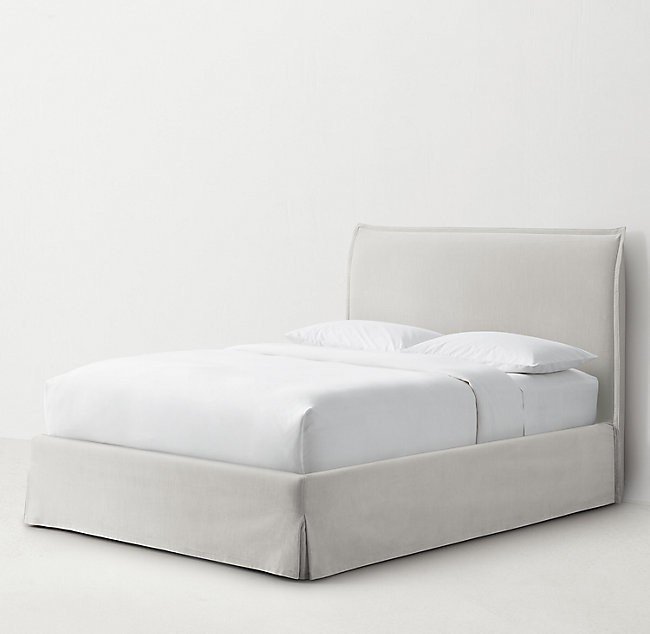 Кровать Kenlie Velvet Slipcovered 140х200 белого цвета