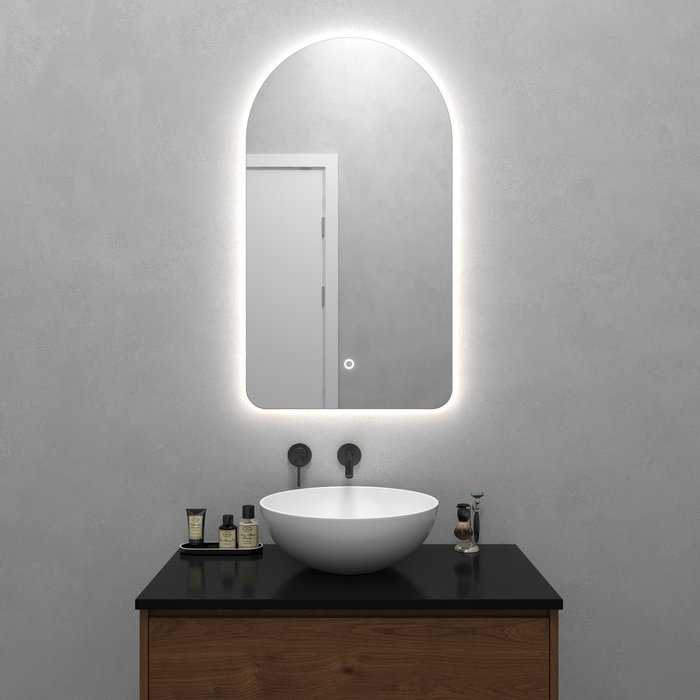 Настенное зеркало Arkelo NF LED S с нейтральной подсветкой и сенсорной кнопкой - купить Настенные зеркала по цене 13900.0
