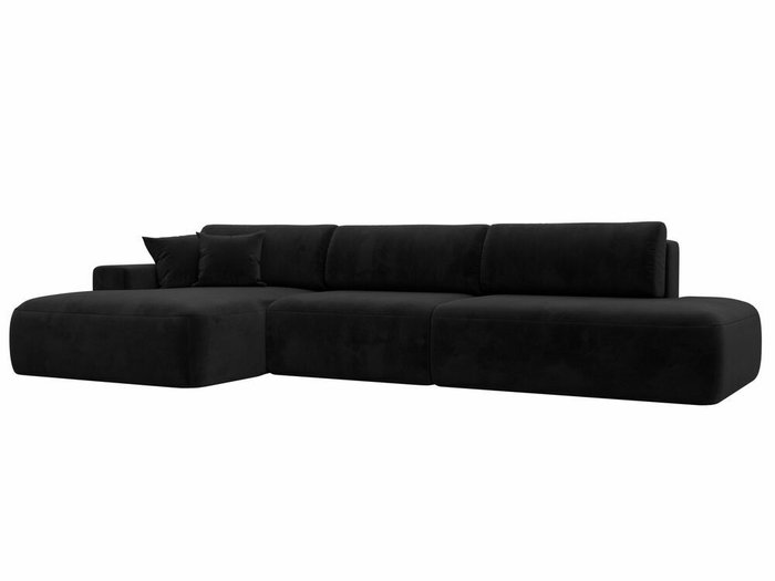 Угловой диван-кровать Лига 036 Модерн Лонг черного цвета левый угол