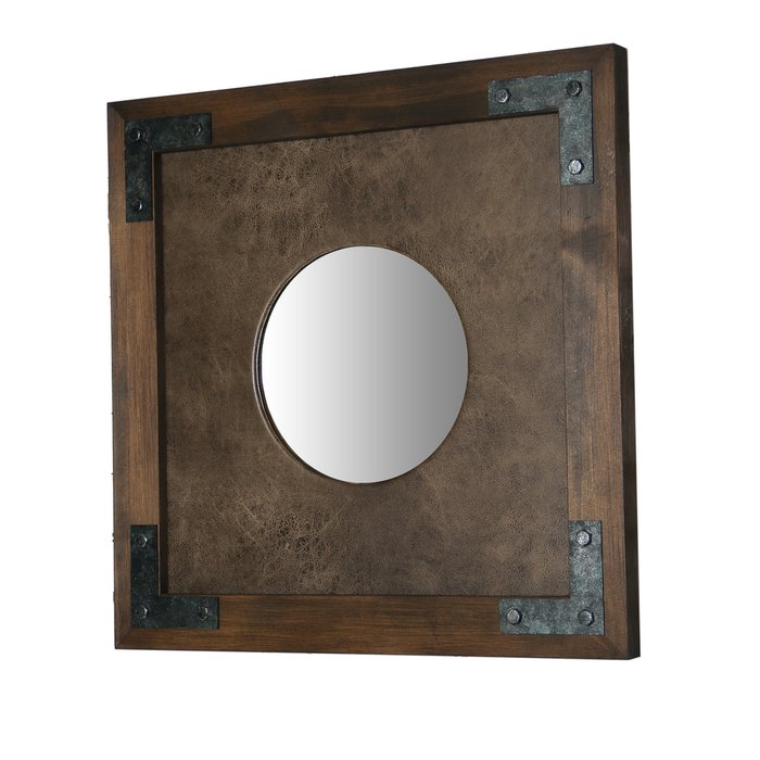 Зеркало настенное Авиатор в раме коричневого цвета - купить Настенные зеркала по цене 15500.0