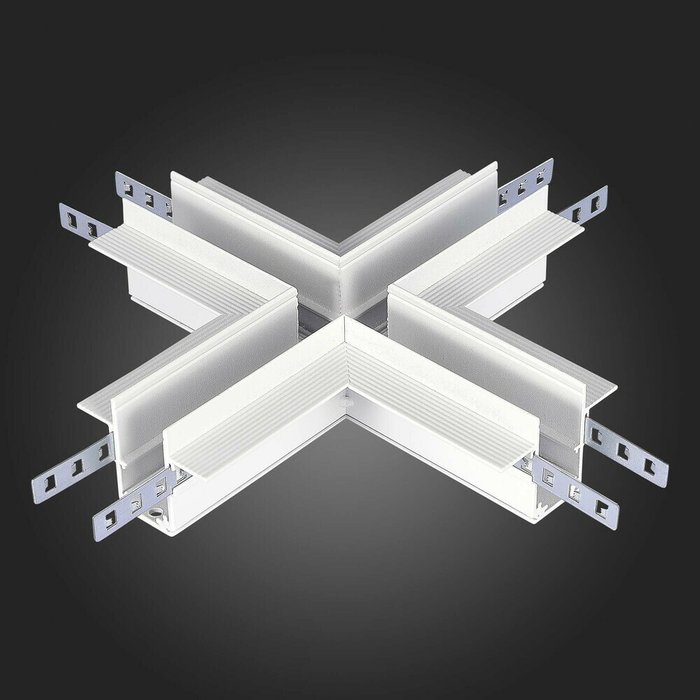 Коннектор X-образный для встраиваемого магнитного шинопровода под ГКЛ 12мм ST-Luce Белый SKYLINE 48 - лучшие Соединитель (коннектор) для треков в INMYROOM