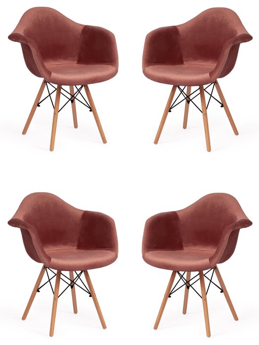 Набор из четырех стульев Cindy кораллового цвета