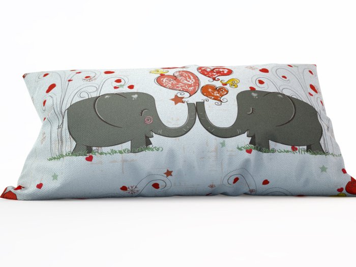 Декоративная подушка: Влюбленные слоники