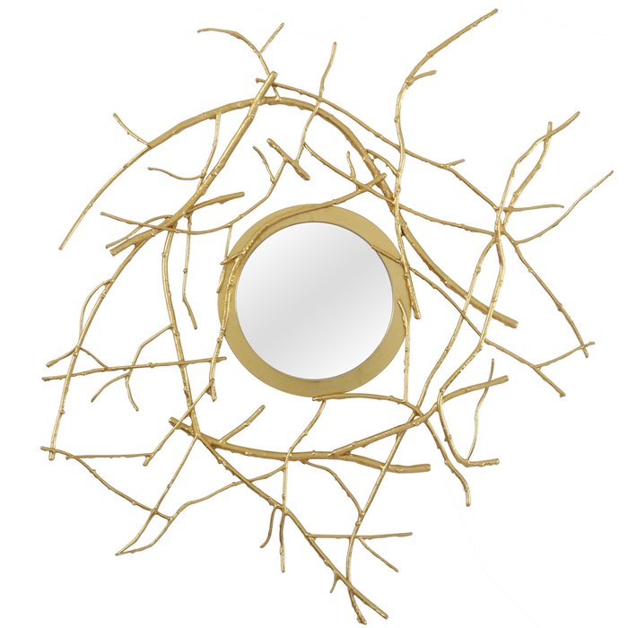 Дизайнерское настенное зеркало Северина в золотистой раме