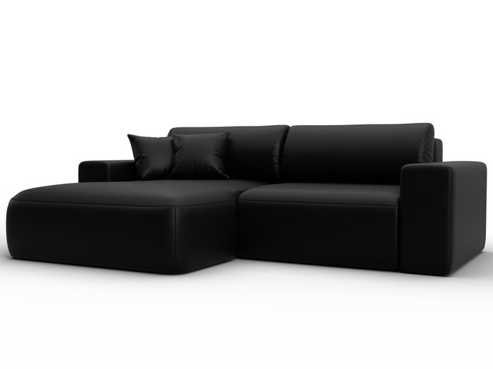 Угловой диван-кровать Лига-036 Классик черного цвета левый (экокожа) Угловой диван-кровать Лига-036 Классик черного цвета левый (экокожа)