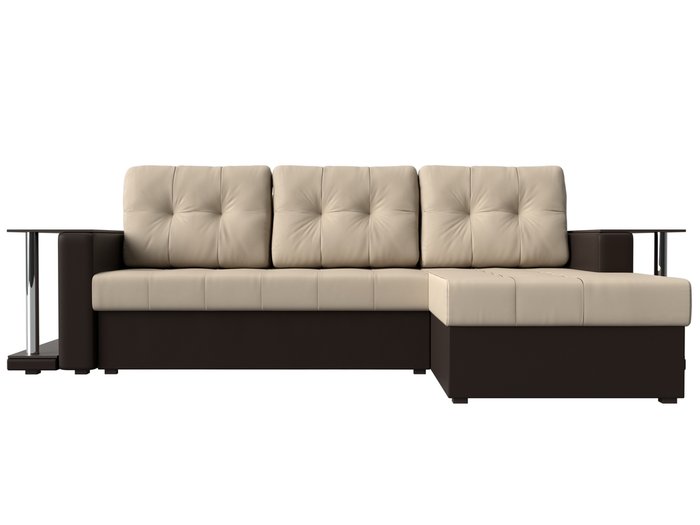 Угловой диван-кровать Даллас бежевого цвета (экокожа) - купить Угловые диваны по цене 40590.0
