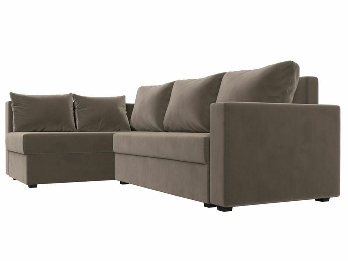 Угловой диван-кровать Мансберг коричневого цвета левый угол - лучшие Угловые диваны в INMYROOM