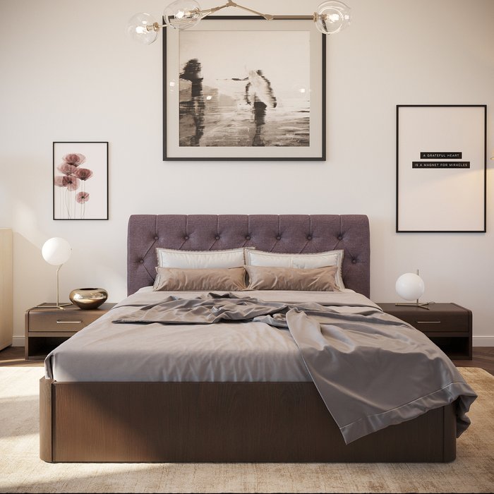 Кровать Сиена 140х200 с сиреневым изголовьем и подъемным механизмом - купить Кровати для спальни по цене 40289.0