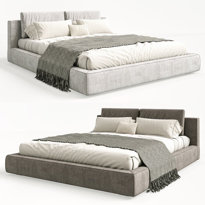 Кровать Fresno 160х200 светло-серого цвета с мягкими подушками и подъемным механизмом  - лучшие Кровати для спальни в INMYROOM
