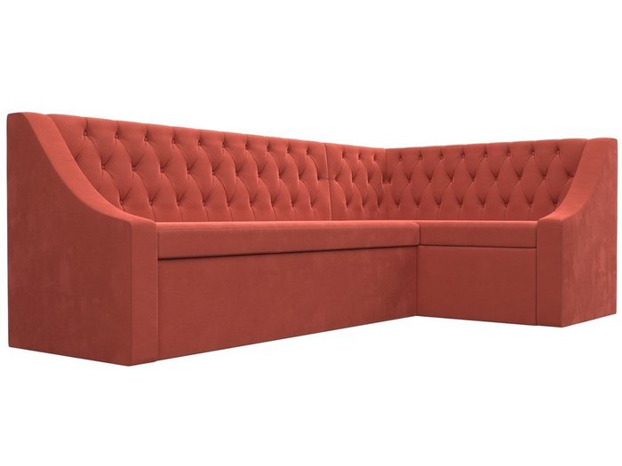 Кухонный угловой диван-кровать Мерлин кораллового цвета правый угол - лучшие Угловые диваны в INMYROOM