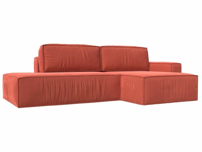 Угловой диван-кровать Прага модерн кораллового цвета правый угол