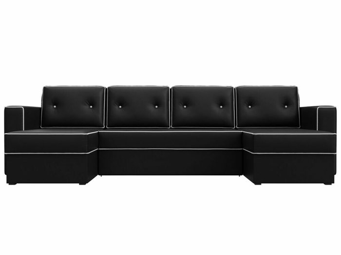 Угловой диван-кровать Принстон черного цвета (экокожа) - купить Угловые диваны по цене 59999.0