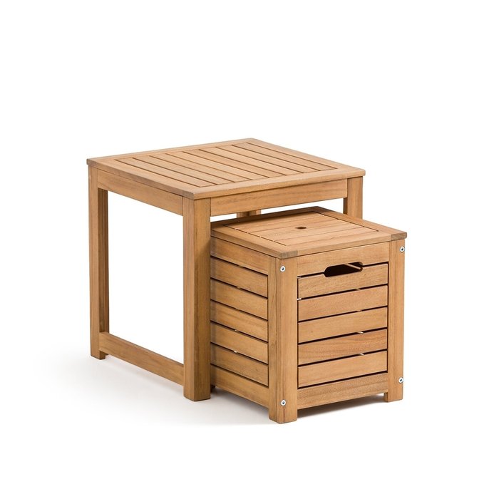 Табурет и ящик для хранения из акации Garden бежевого цвета - лучшие Садовые стулья в INMYROOM